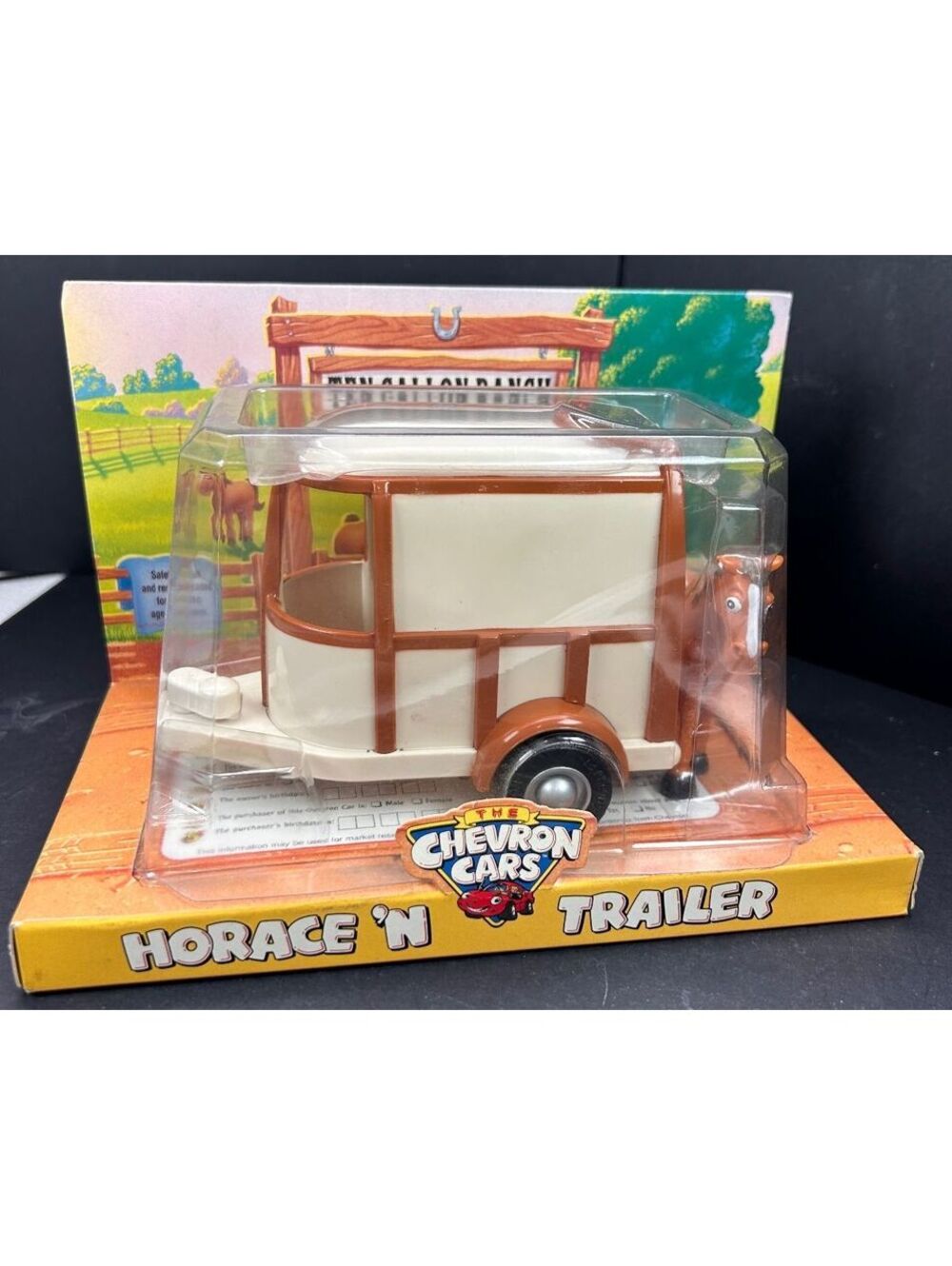 Chevron Cars Horace 'N Trailer Toy Set 1997 Vintage Collectible